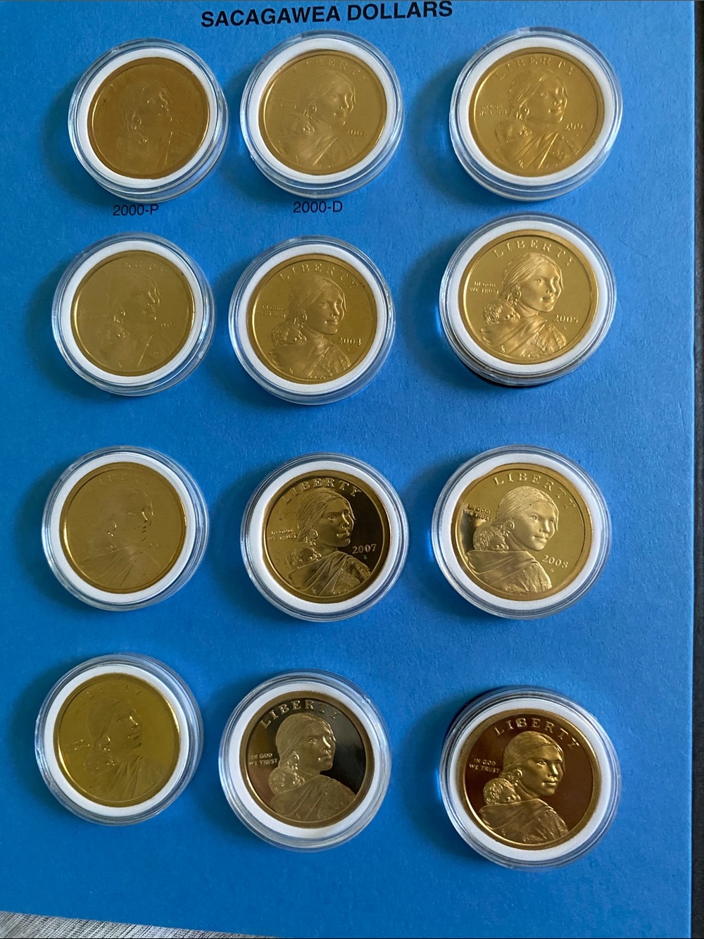 Sacagawea Dollar Coin Set - 2000 S -2017 deep Cameo in Protective case